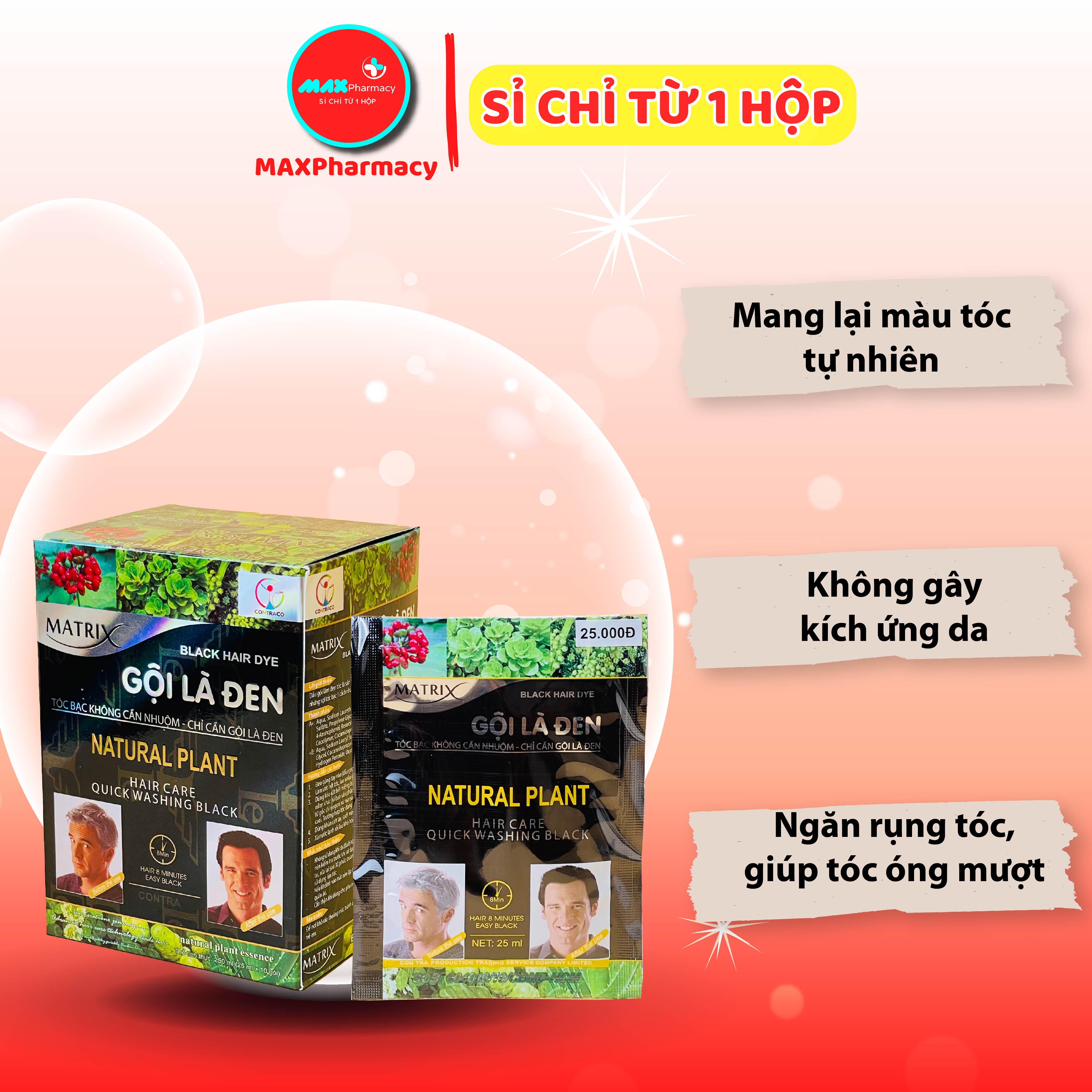 Dầu Gội Nhuộm Tóc Gội Là Đen MATRIX Gói 10ml - Maxpharmacy