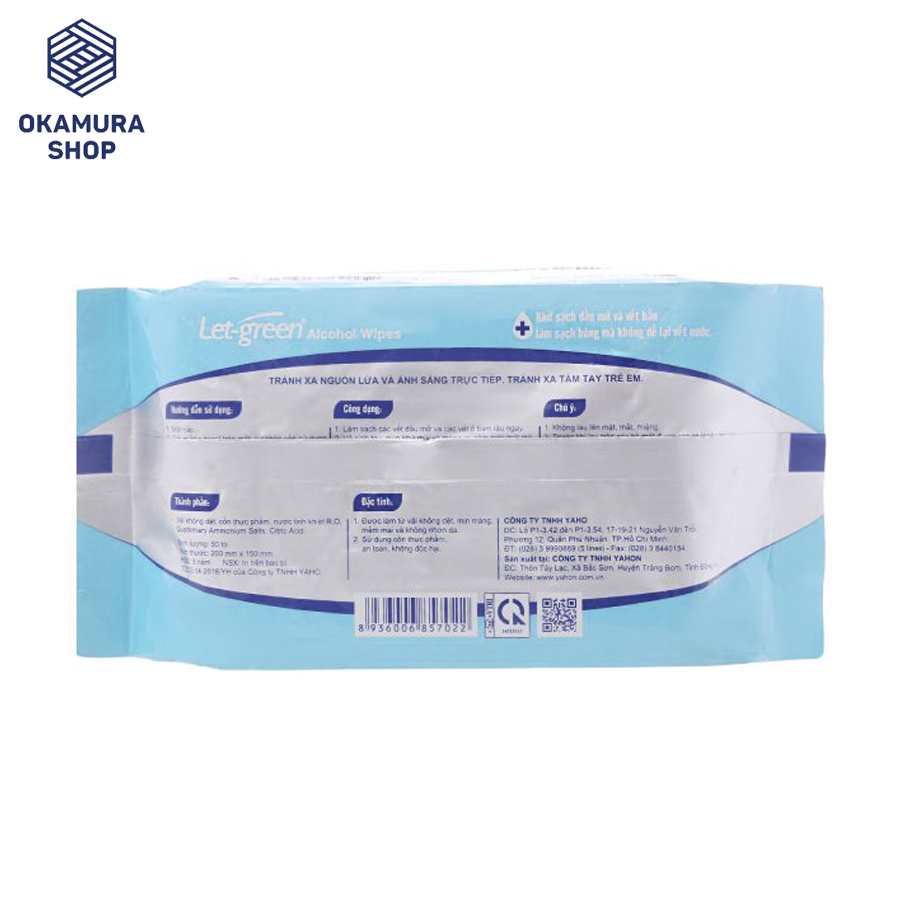 [HCM]Khăn ướt cồn Let Green - Gói 50 tờ