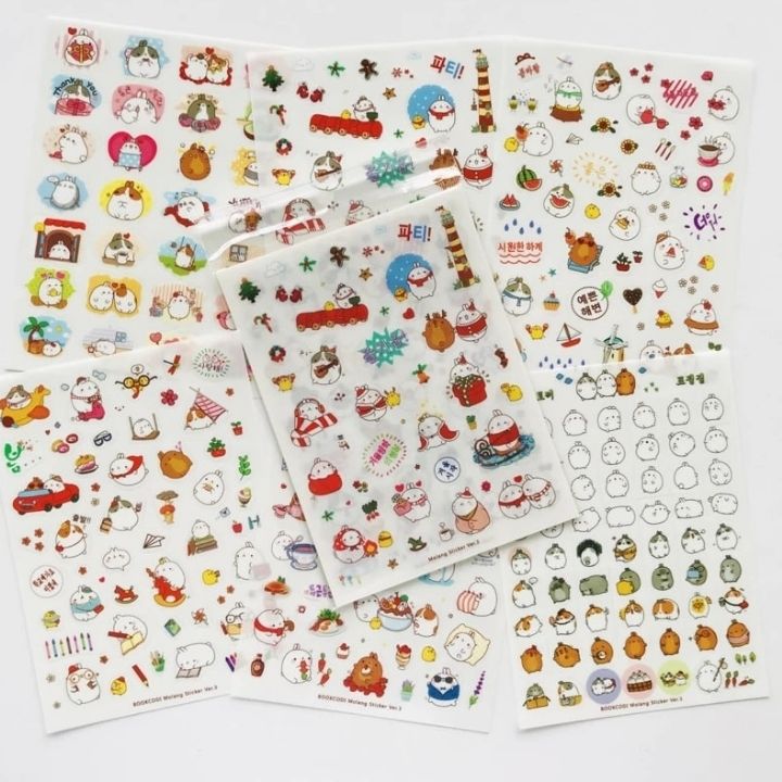 Combo 6 Miếng Dán Trang Trí Sticker Trang Trí Sticker Molang Phong Cách Hàn Quốc Dễ Thương Cho Bé