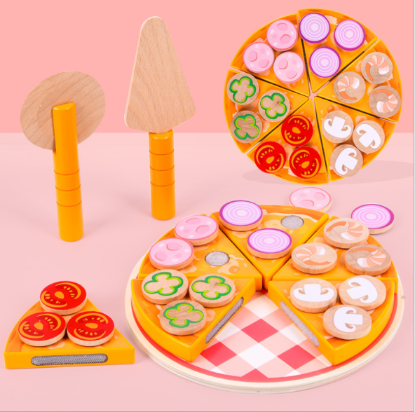Đồ chơi cắt bánh pizza bằng gỗ cho bé