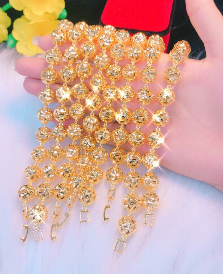 Vòng tay vàng 18k, lắc tay nữ mạ vàng cao cấp bi tròn kim tiền khắc họa tiết siêu lấp lánh lung linh thiết kế tinh tế sang trọng Trang sức GADO L011 - đeo đi đám cưới vô cùng quý phái (mới) CAM KẾT KHÔNG ĐEN