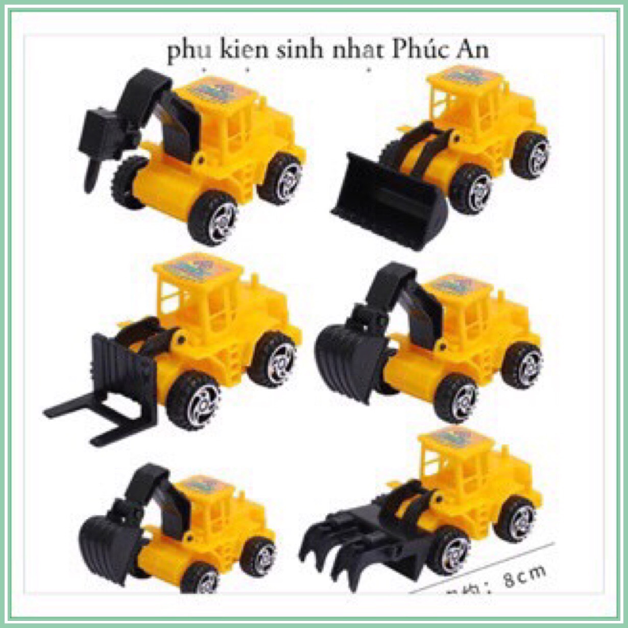 [HCM]Bộ 6 mô hình xe sút cát mini trang trí bánh kem hpbd