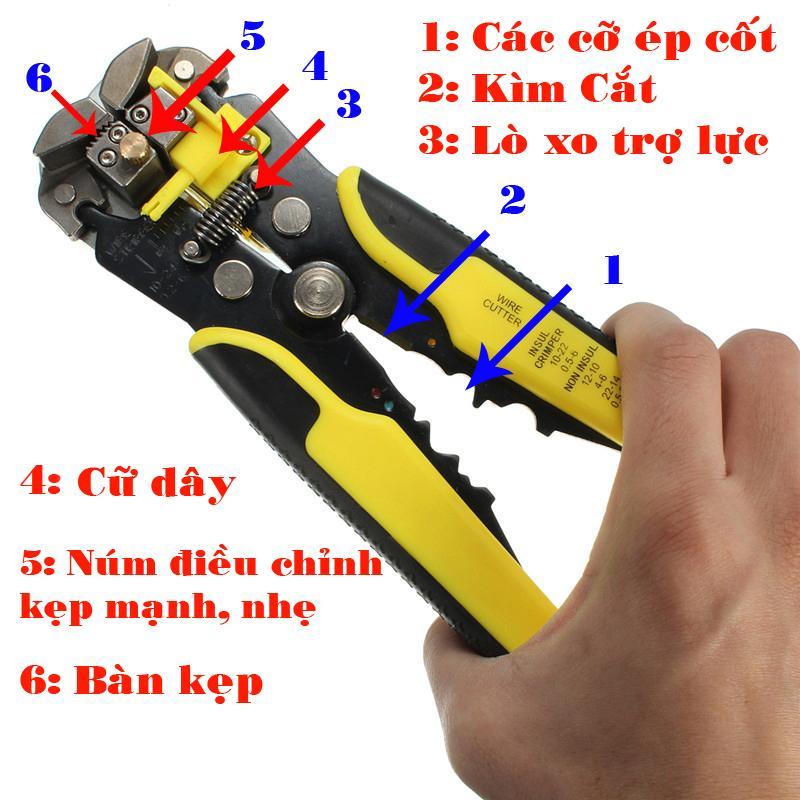 Kìm tuốt dây điện, ép cos