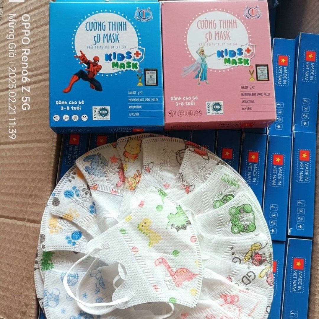 Khẩu trang 3D/5D cho bé từ 0-3th và 3-8 tuổi(hộp 10 cái)