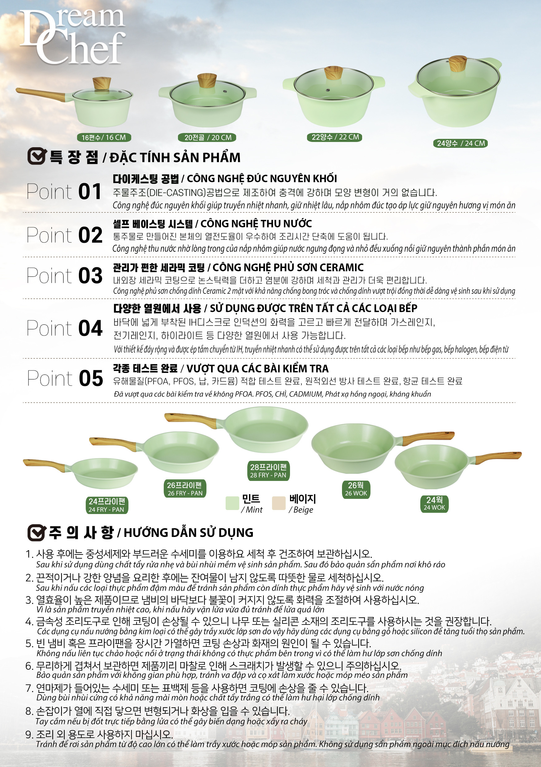 Quánh chống dính phủ ceramic Oslo Dreamchef 16cm