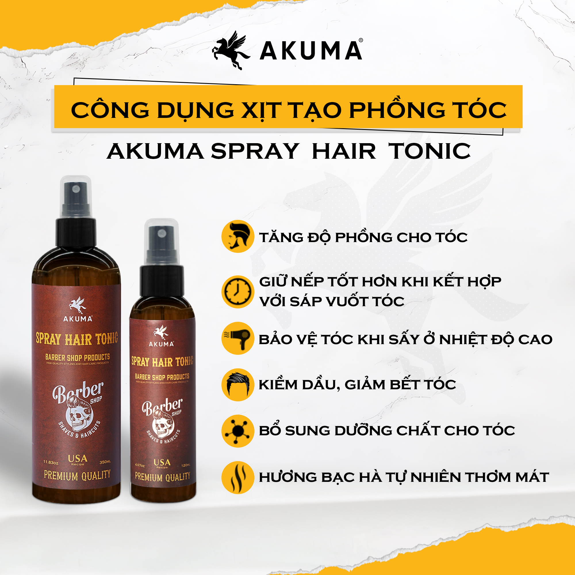 Sáp Vuốt Tóc AKUMA , Gôm Giữ Nếp Tóc , Xịt Tạo Phồng Tóc , Dầu Tắm Gội , Sữa Rửa Mặt