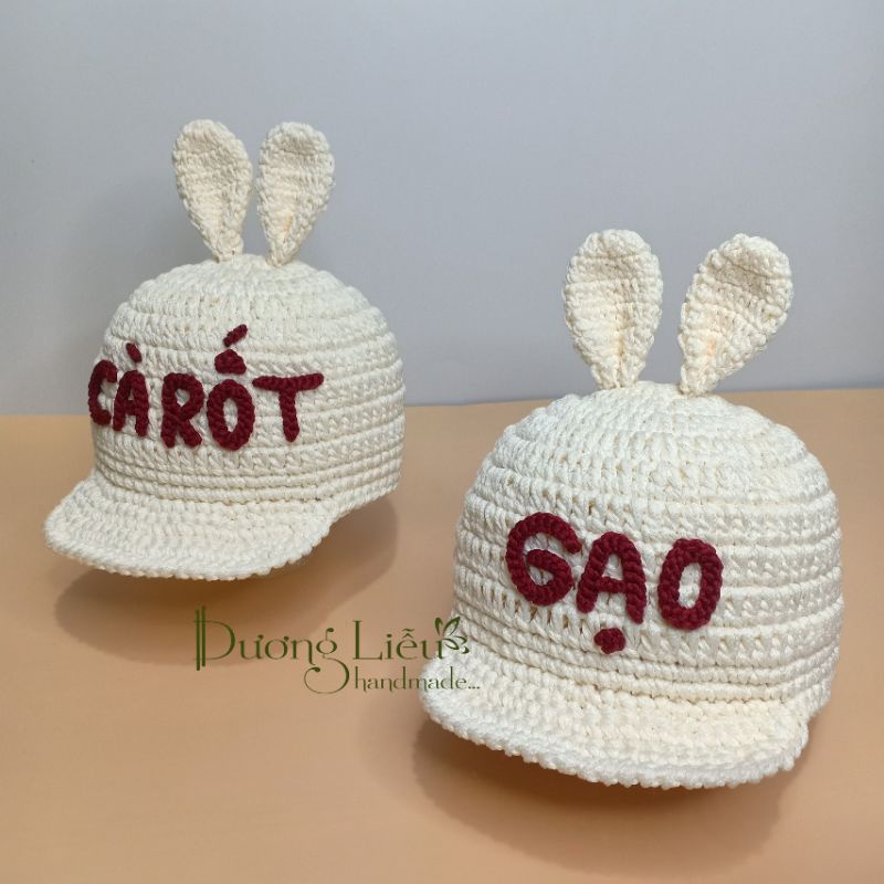 Nón lưỡi trai sợi dệt handmade cho bé (có gắn tên theo yêu cầu)