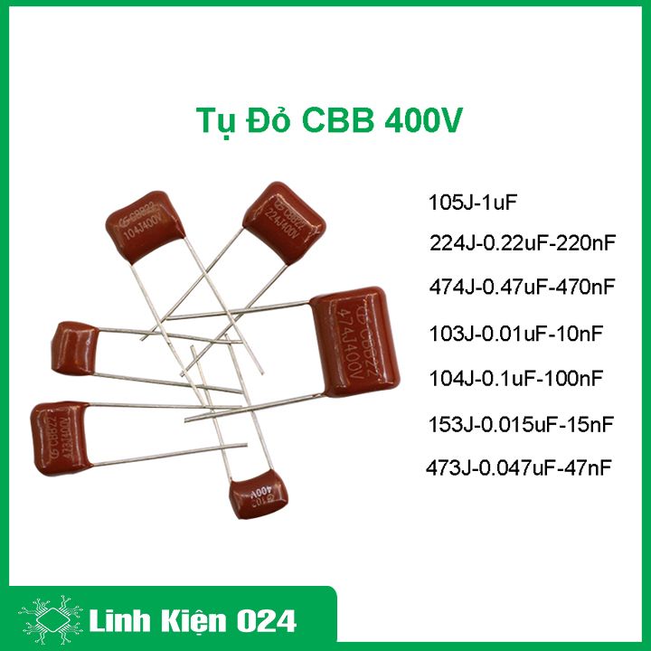Combo 10 tụ đỏ CBB 400V nhiều giá trị