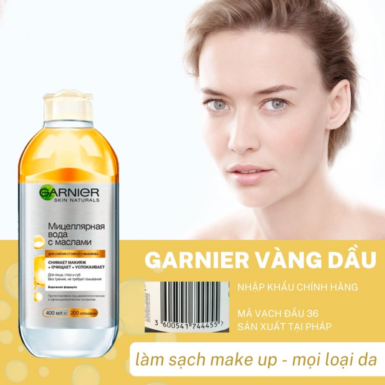Nước tẩy trang Garnier 400ml Pháp [HÀNG CHÍNH HÃNG]