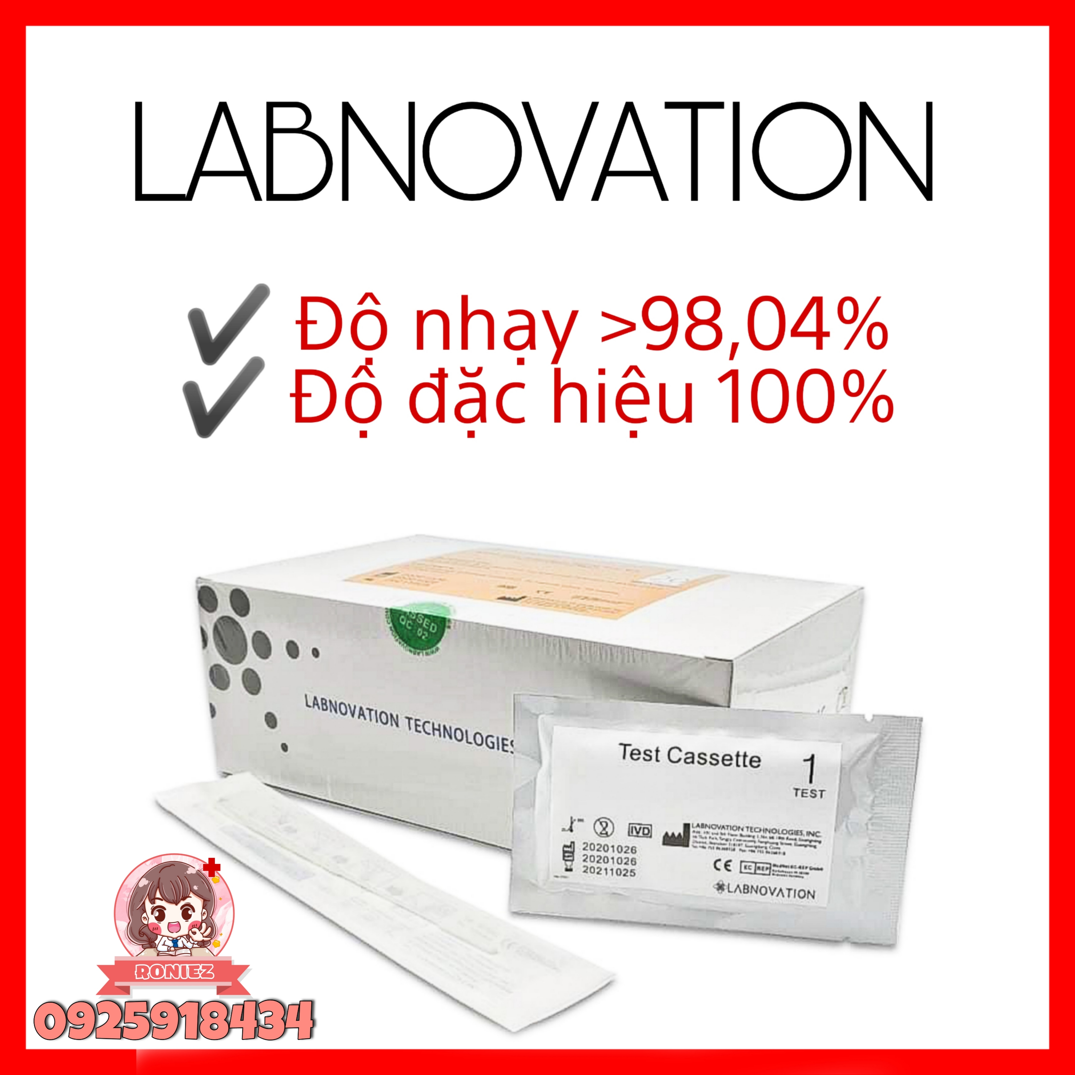 Combo 10 bộ kit test nhanh covid 19 LABNOVATION công nghệ đức