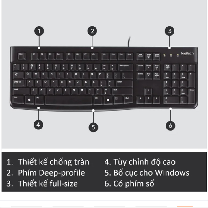 Bàn Phím Có Dây Logitech K120 BỀN BỈ VÀ CHỐNG NƯỚC \ Limeide K15