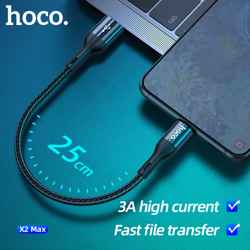 Cáp sạc ngắn Hoco X2 Max cổng Lightning / Type-C / Micro-USB QC3.0, max 3A, dài 25cm - NHẤT TÍN Computer