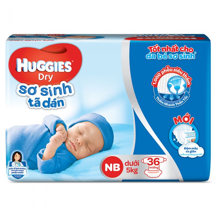 Tã dán sơ sinh Huggies size NB 100 miếng