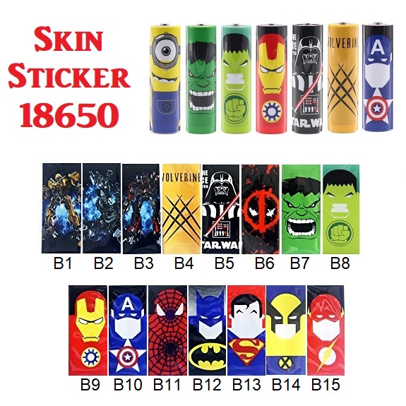1 Vỏ bọc pin 18650 PVC Cách Điện Họa Tiết Hình Siêu Nhân , Siêu Anh Hùng