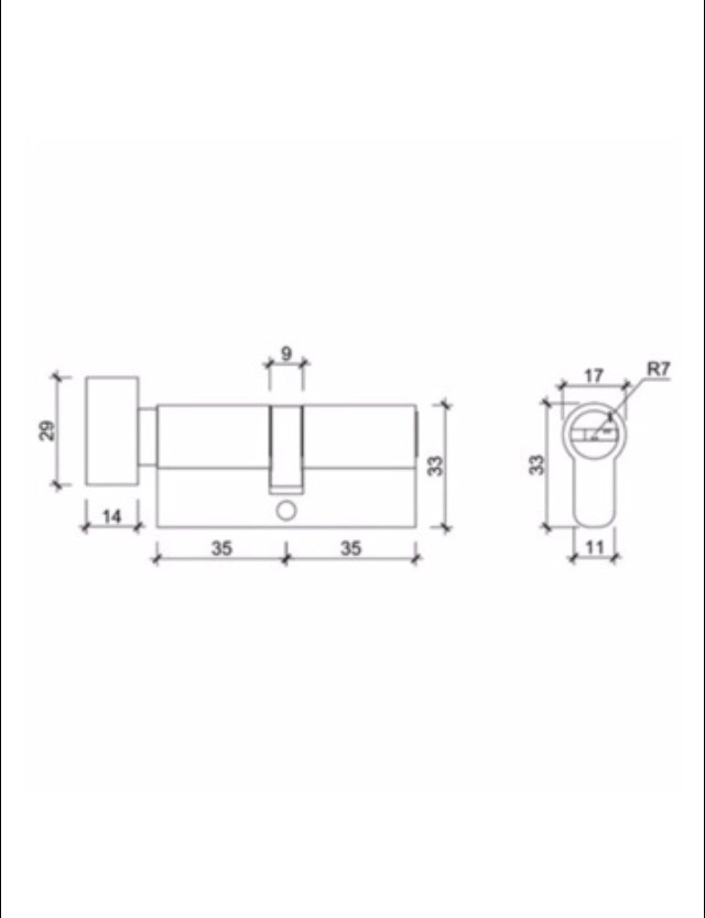 Ruột khoá tay gạt VICKINI 41108.001 ( 70X32 1 đầu chìa )