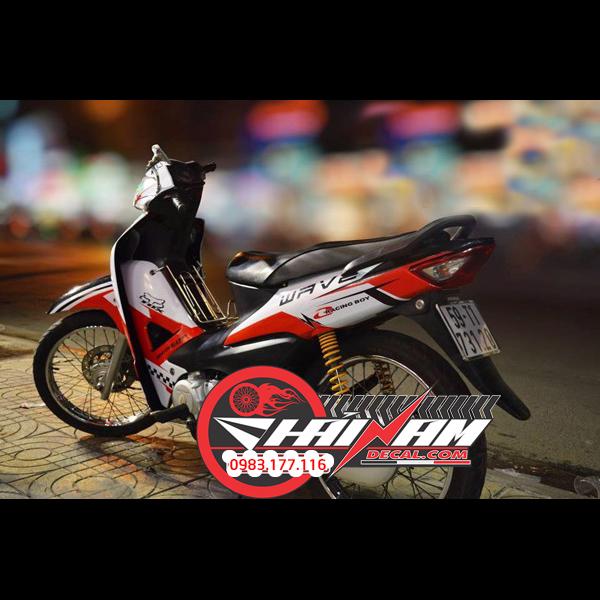 Tem Trùm Wave Alpha Trắng Đỏ Fow Racing Boy