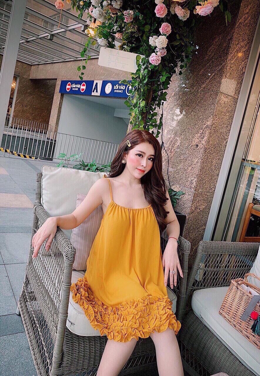 Đầm nữ 2 dây nhúm bèo siêu xinh
