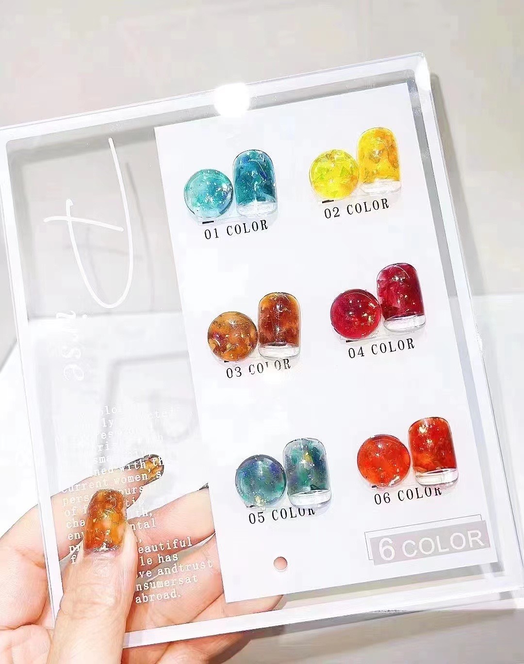 Gel nhũ Hổ phách set 6 hũ ( tặng kèm bảng mầu )