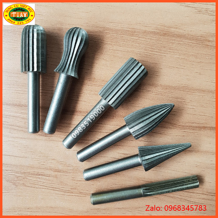 Bộ 6 đầu mài gỗ thép Carbon dùng Diy, bộ 6 món