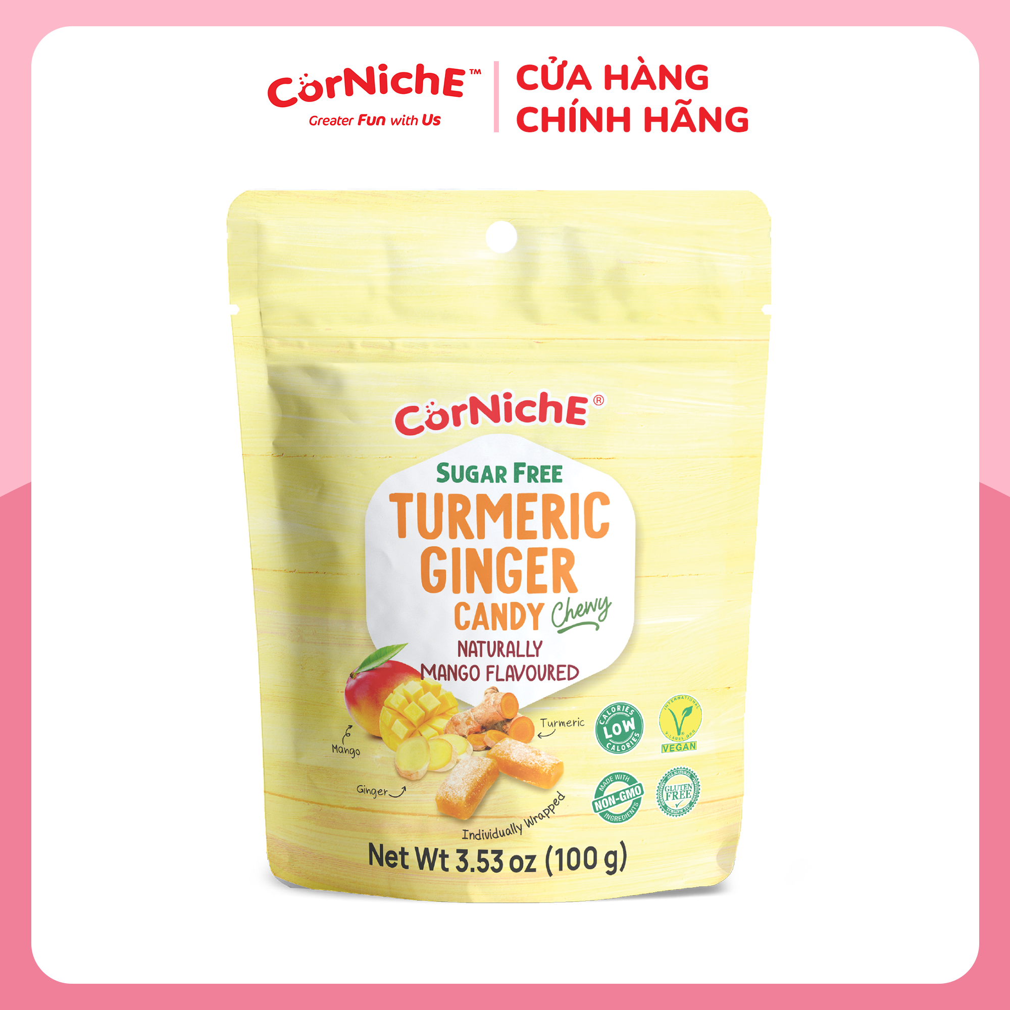 Kẹo gừng nghệ không đường hiệu Corniche 100g