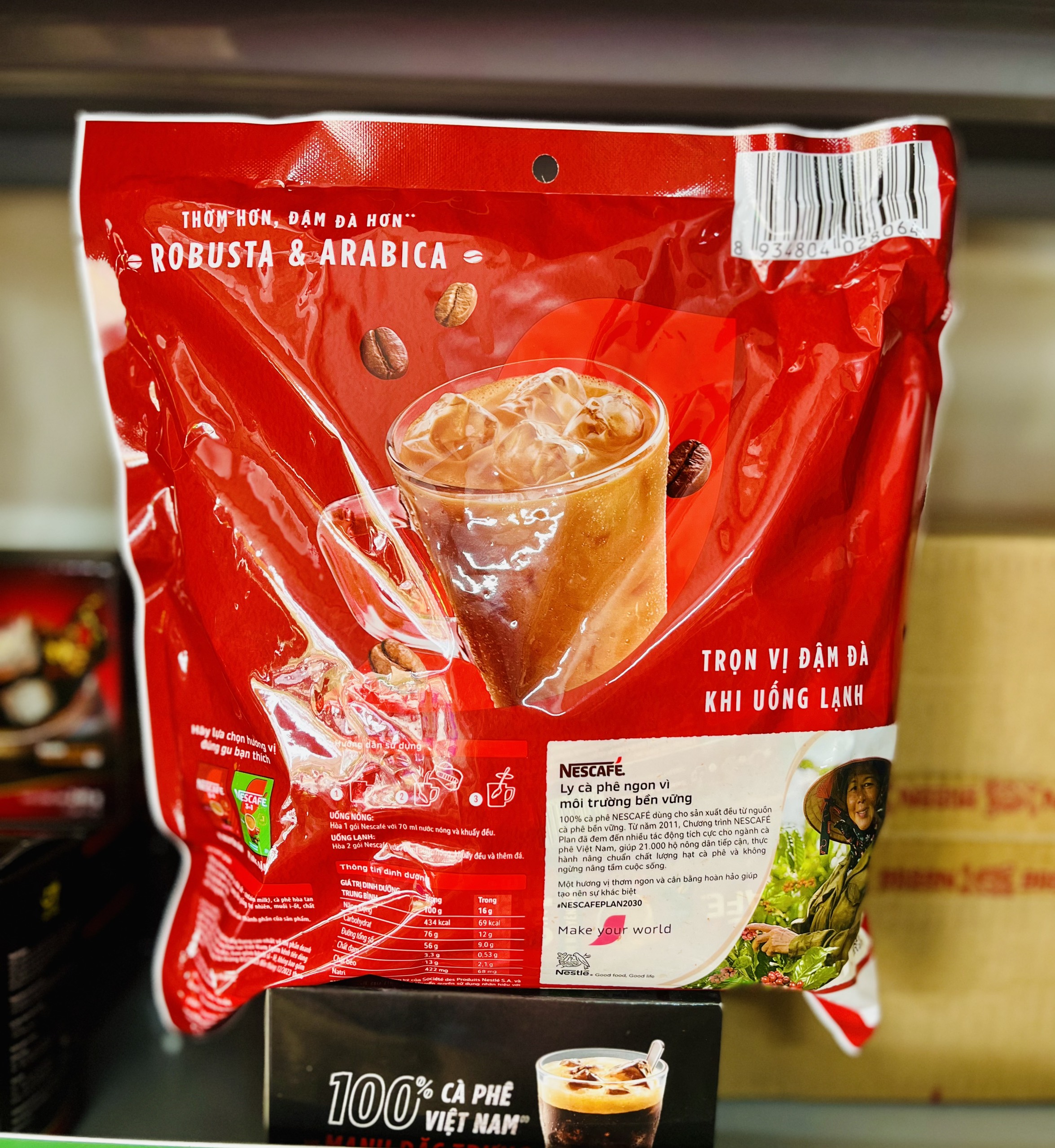 Cà phê đen/Cà phê sữa Nescafe xanh/đỏ/đen dạng túi (35-46 gói x 16g)