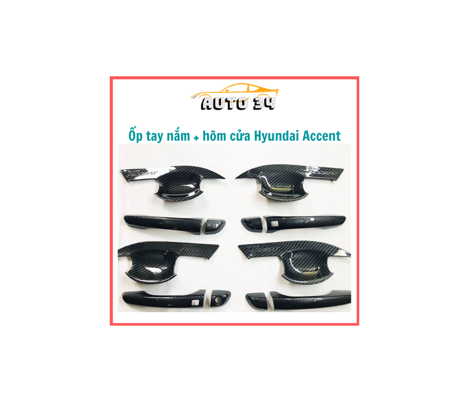 Ốp tay nắm,hõm cửa ,chén cửa vân cacbon cao cấp hyundai accent 2018-2019-2020-2021-2022