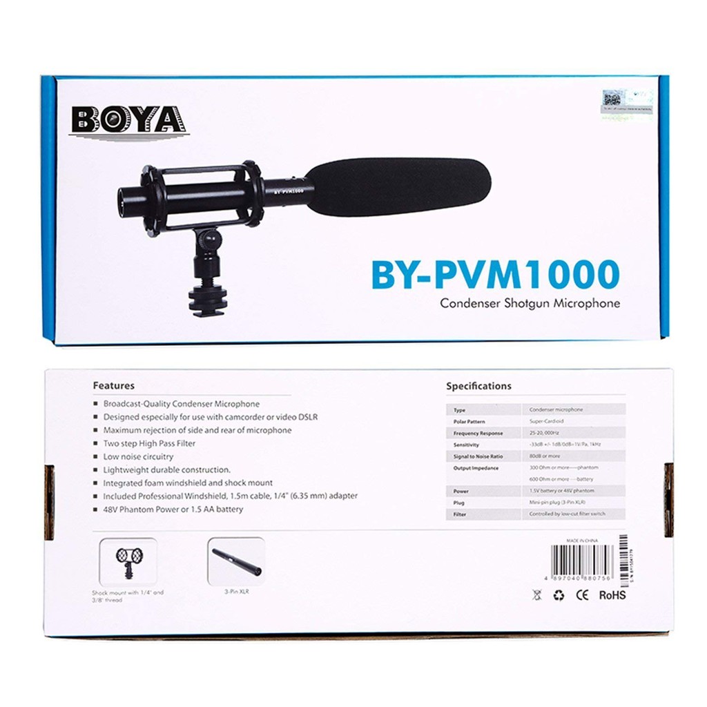 Micro phỏng vẫn cho máy ảnh Boya BY-PVM1000, BY-PVM1000L