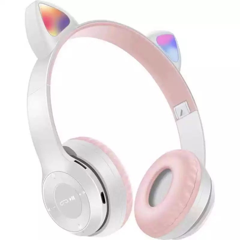 Tai Nghe Mèo Chụp Tai Không Dây Bluetooth Dễ Thương Kute Có Mic Đàm Thoại,Âm Bass Mạnh Mẽ Pin Trâu Có Thể Gấp Gọn