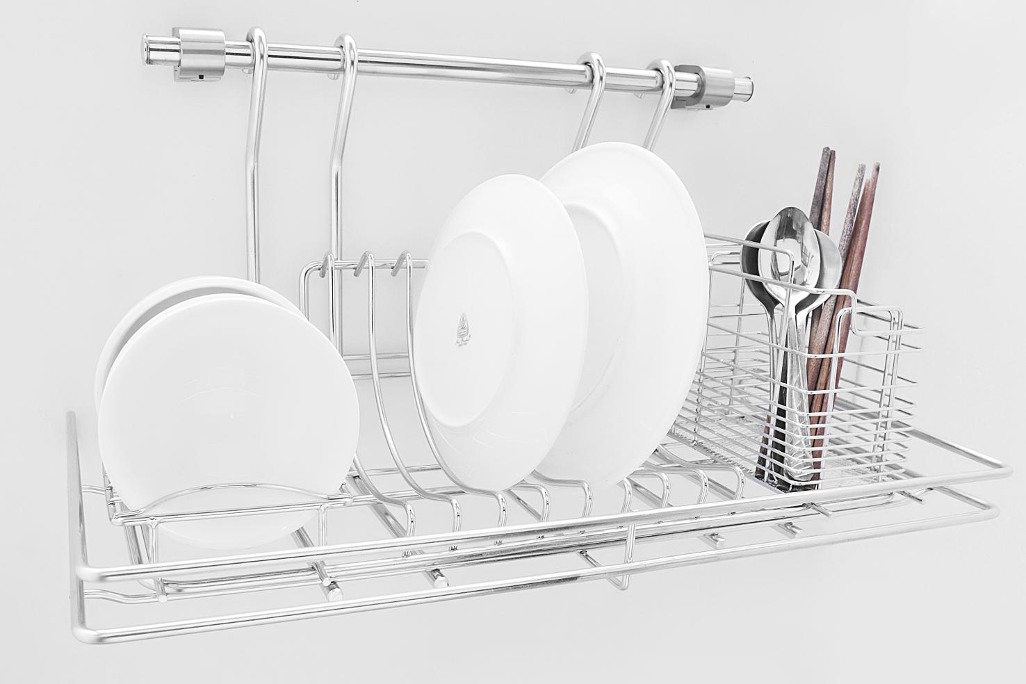 [HCM]Bộ kệ chén treo tường có giỏ đũa Inox cao cấp