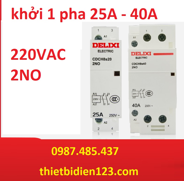 Khởi động từ 1 pha 2P 40A/220V DELIXI - Khởi 1 pha loại tốt