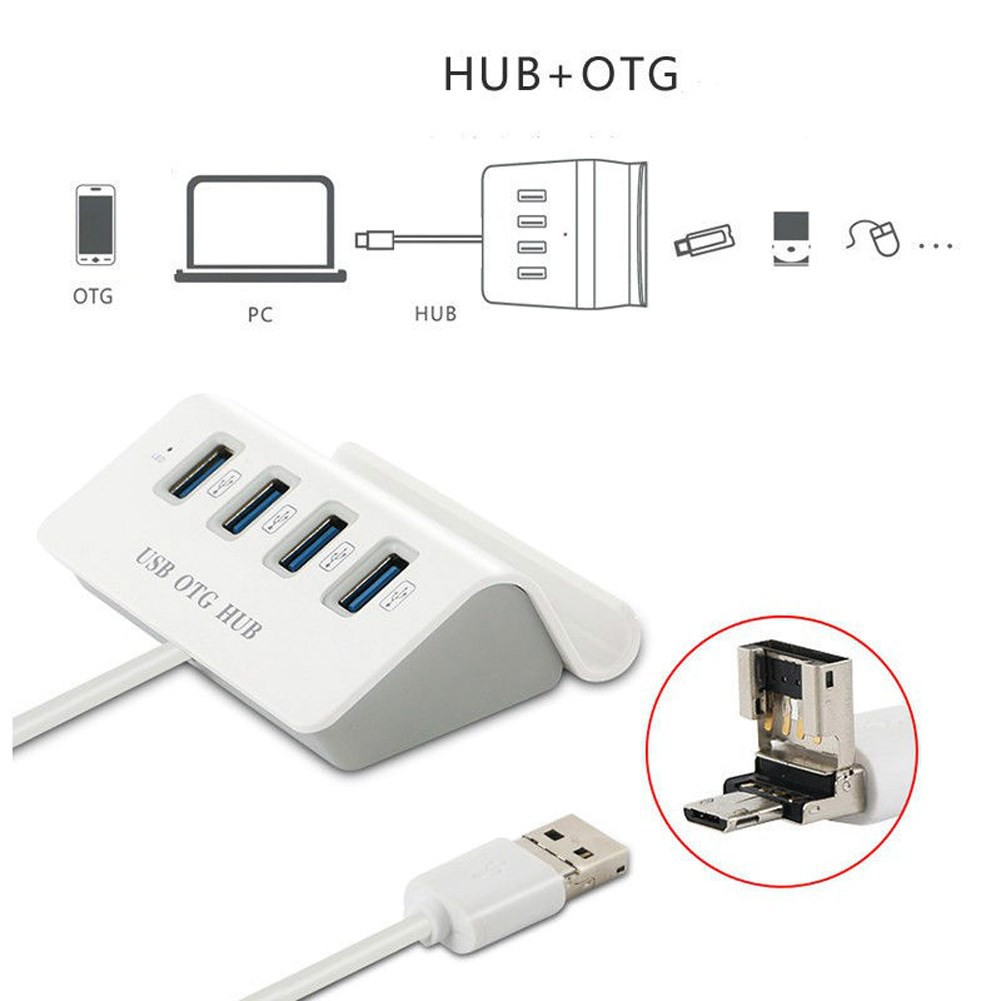 Bộ chia 4 Cổng USB OTG HUB - THIẾT BỊ KẾT NỐI ĐIỆN THOẠI VỚI BÀN PHÍM VÀ CHUỘT CHƠI GAME MOBILE