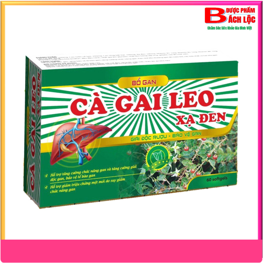 Viên uống giải độc rượu, bảo vệ gan Cà Gai Leo Xạ Đen hỗ trợ giải độc gan, thanh nhiệt , mát gan, giảm mẩn ngứa, mụn nhọt go nóng gan- hộp 60 viên- Dược Phẩm Bách Lộc