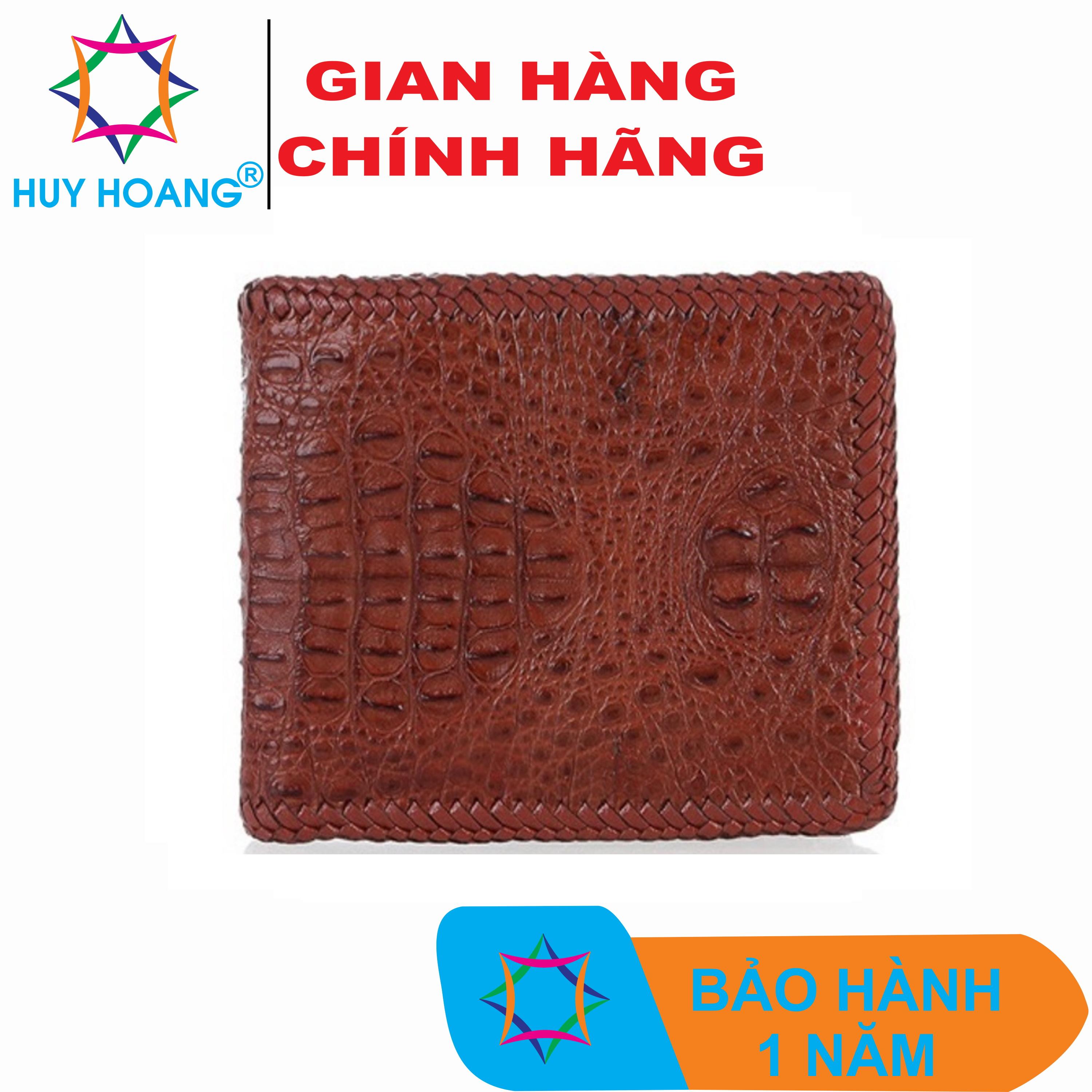 Ví nam da cá sấu nguyên con nhỏ màu nâu đỏ HK2766