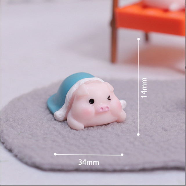 Mô hình heo con bed time decor bàn học, terrarium