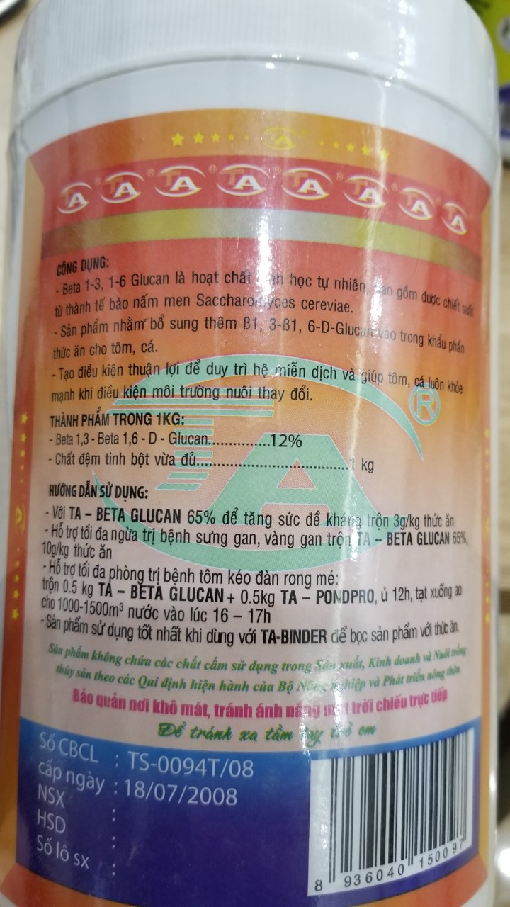 Chế phẩm bổ gan cho tôm TA GLUCAN Trúc Anh