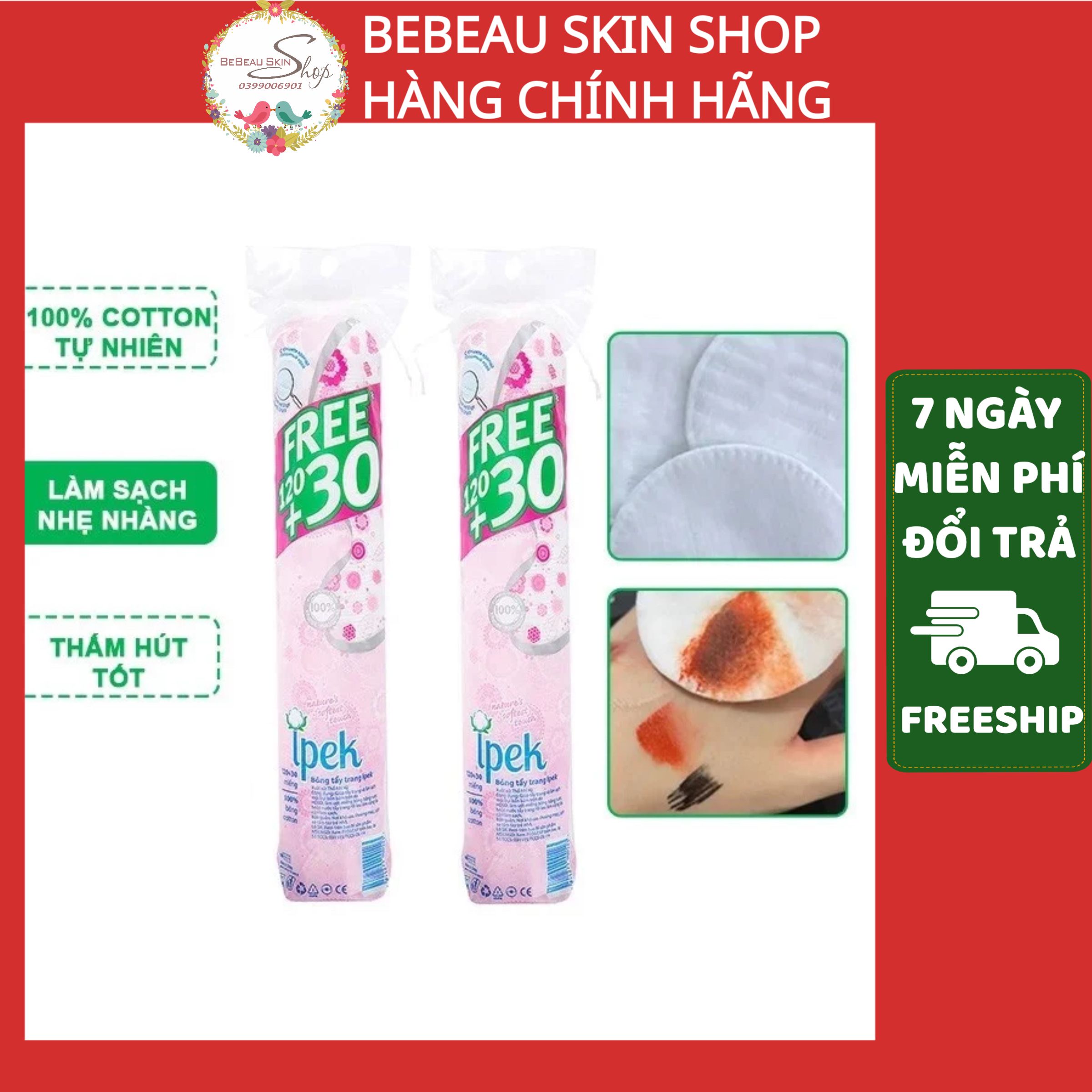 Bông tẩy trang Ipek 150miếng