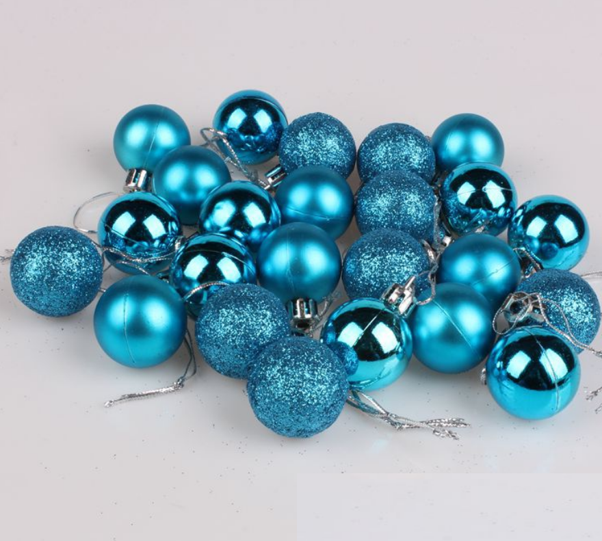 Hộp 24 quả châu trang trí noel 6cm MẪU E13
