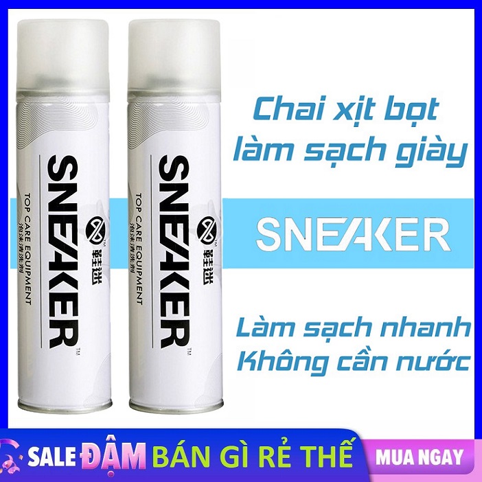 Chai Xịt Tạo Bọt Vệ Sinh Giày Khô Sneaker Cao Cấp 300m Làm Sạch Không Cần Nước - Xịt Tạo Bọt Vệ Sinh Giày Cao Cấp tốc tiết kiệm thời gian, Tẩy trắng giầy dép, Vệ sinh giày, túi xách siêu sạch