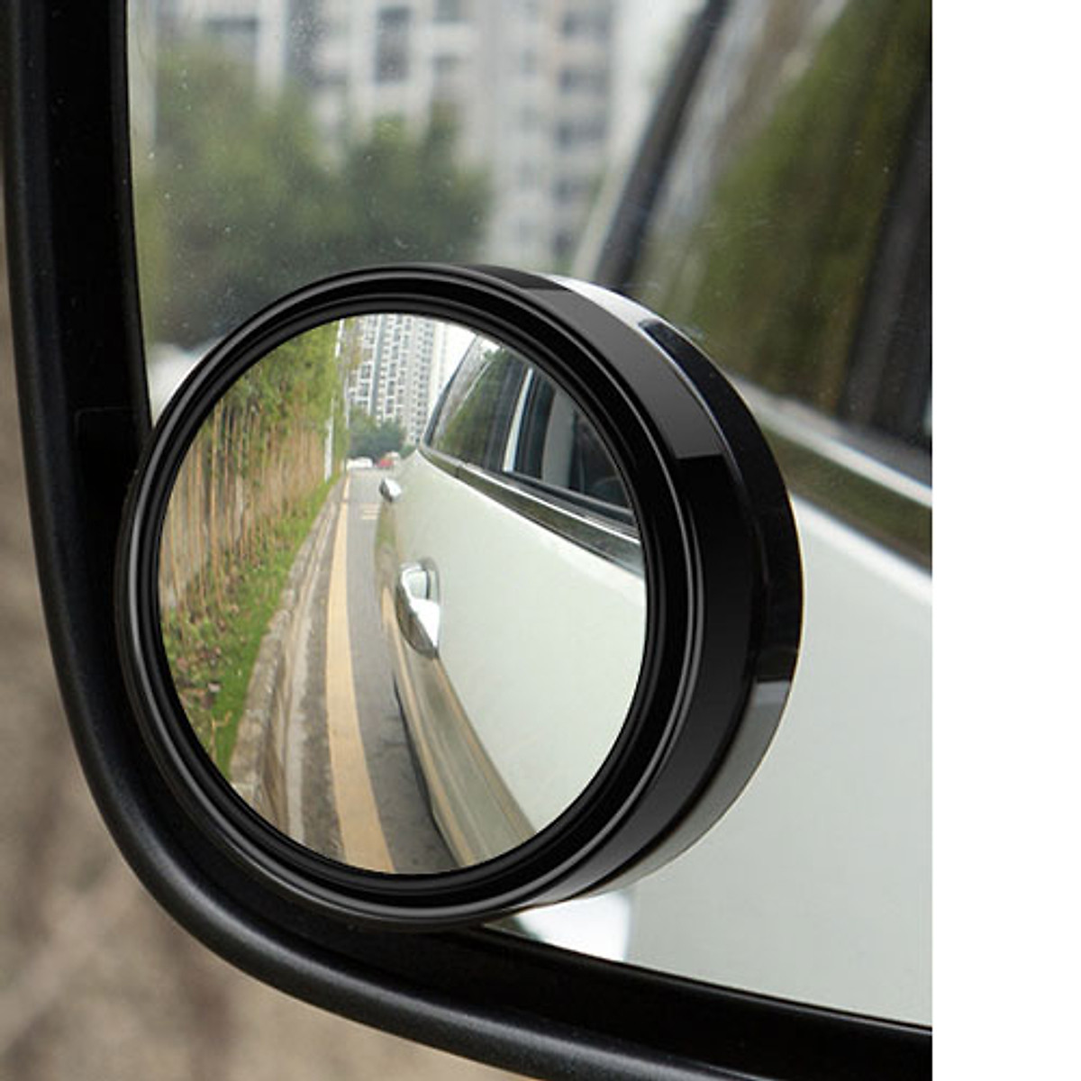 Gương cầu lồi xoay 360 độ có viền và không viền HT-1003 gắn gương chiếu hậu xe hơi ô tô xe máy loại cao cấp - viền bạc 1 chiếc