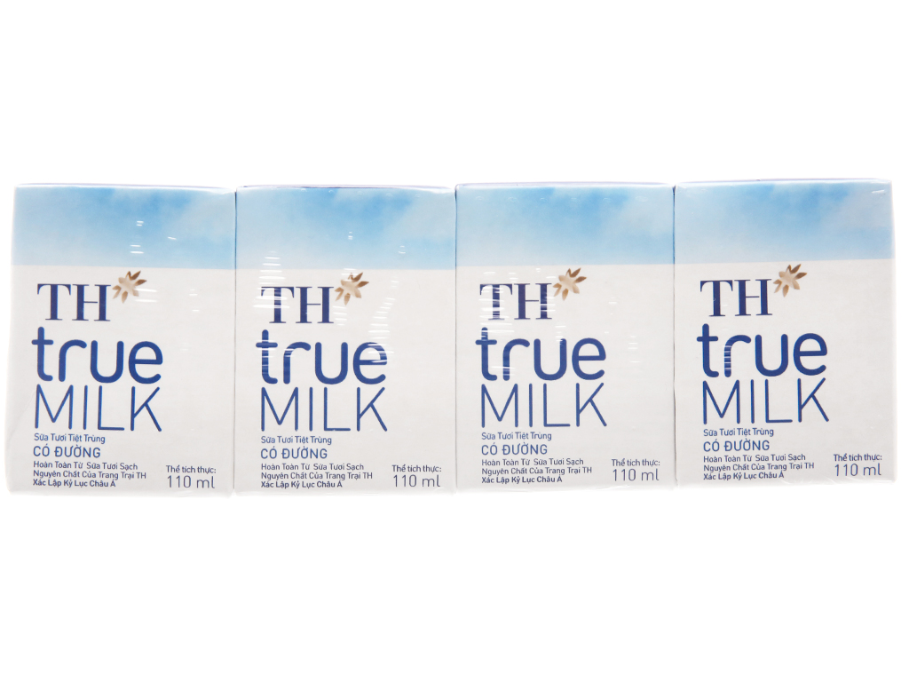 Lốc 4 Hộp Sữa TH True Milk Có Đường 110ml