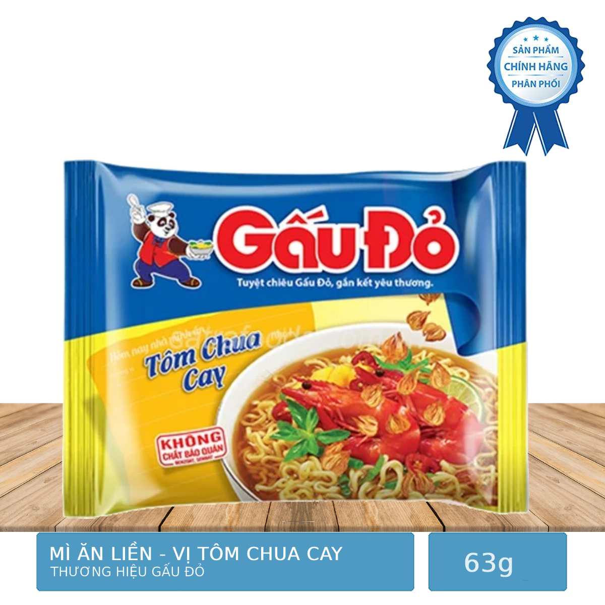 Thùng 30 Gói Mì Ăn Liền Gấu Đỏ Tôm Chua Cay 63g