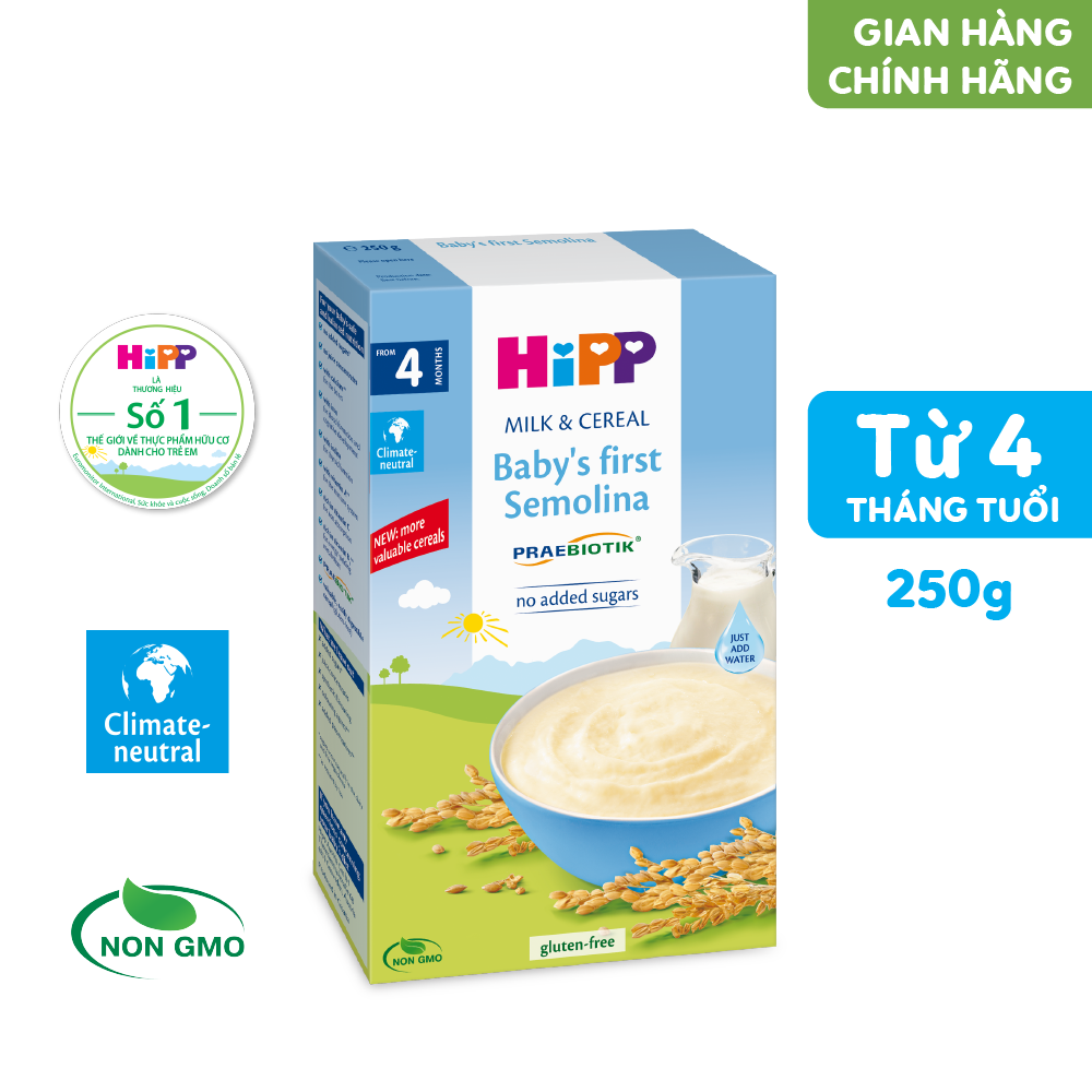 Bột sữa ăn dặm khởi đầu HiPP Organic Cereal Baby s First Semolina chất