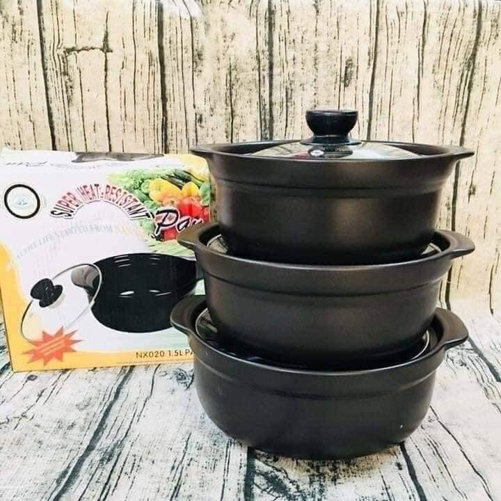 Nồi đất nắp kính kho cá, thịt nhiều size