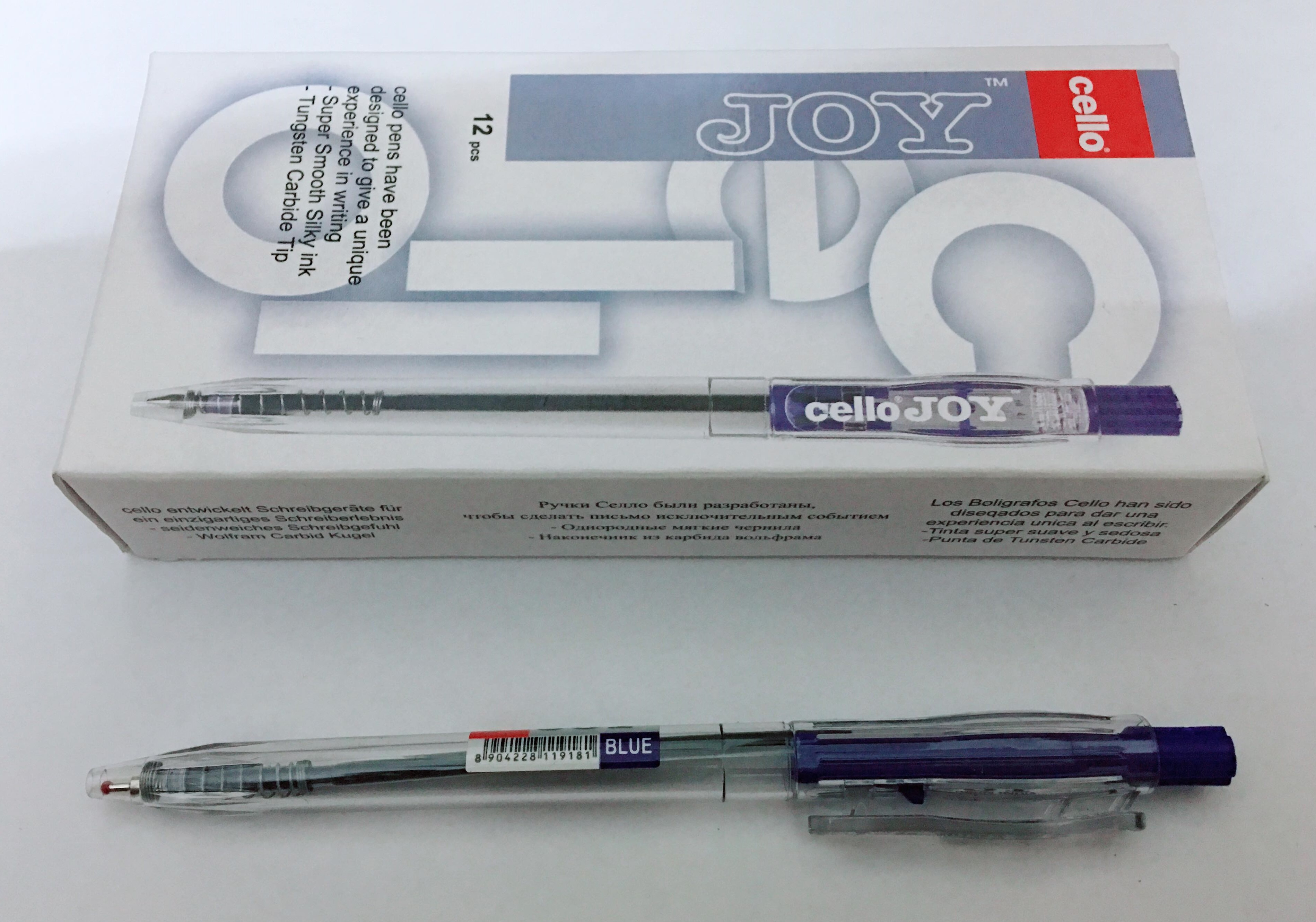 Hộp 12 cây bút bi bấm Cello JOY nét 0.7mm ( Xanh, Đen, Đỏ )