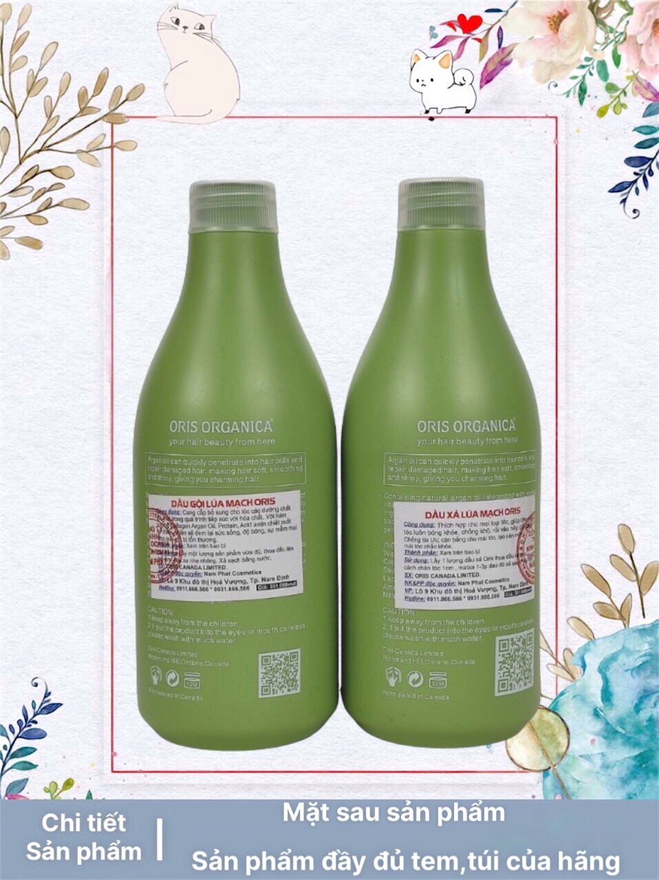 Bộ Dầu Gội Xả Oris Arganica Tinh Chất Lúa Mạch Phục Hồi 500ml