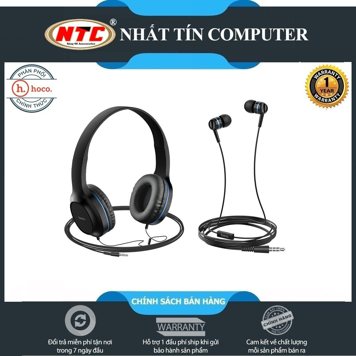 Bộ đôi tai nghe chụp tai và nhét tai có dây Hoco W24 Enlighten âm thanh cực hay - Hãng phân phối chính thức