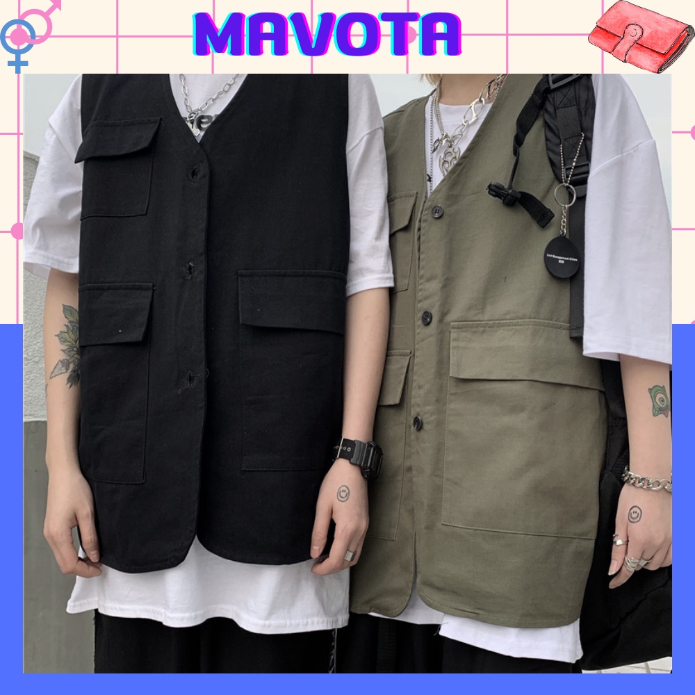 Áo khoác gile kaki nam nữ Mavota áo ghi lê unisex form rộng phong cách ulzzang GILE01