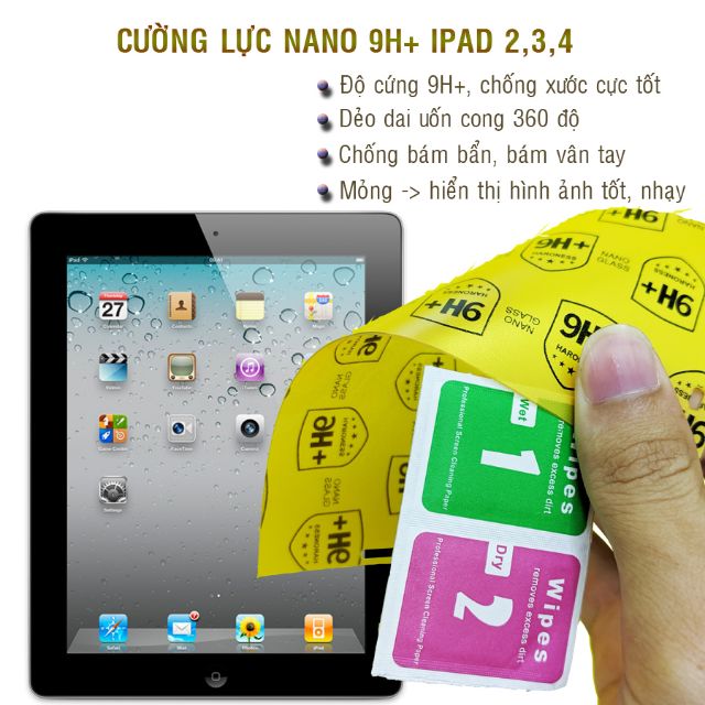 Dán cường lực dẻo ipad 2, ipad 3, ipad 4