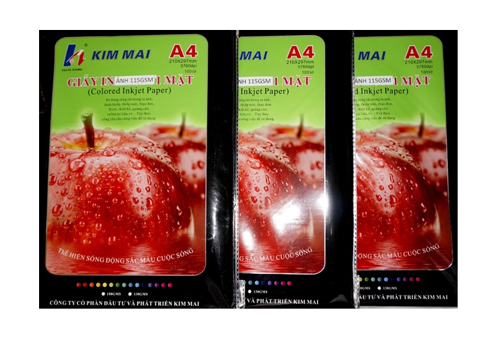 100 tờ Giấy In Phun Kim Mai 1 Mặt A4 Đl135g