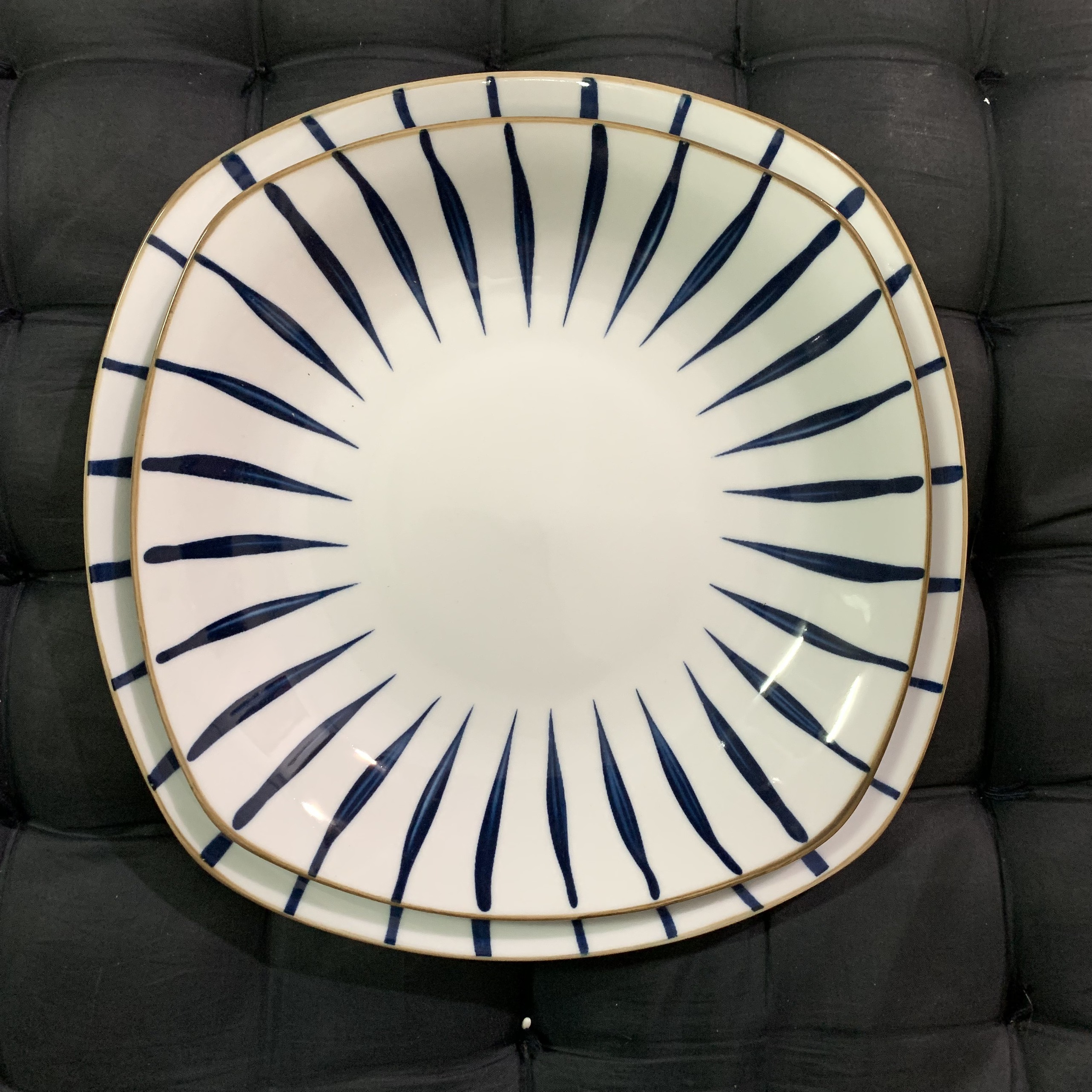 Đĩa Sứ Vuông Hoạ Tiết Lá Trúc - OHOHO HOME